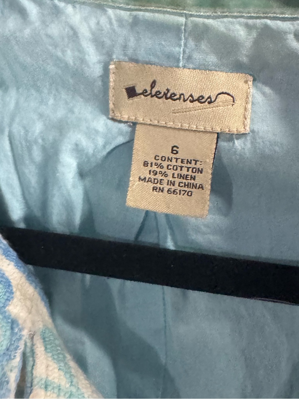 Women’s Elevenses Linen Blend Blue and Cream Floral Pea Coat Size 6 - Picture 2 of 4